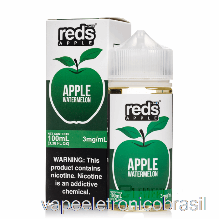 Vape Recarregável Melancia - Suco Eletrônico De Maçã Vermelha - 7 Daze - 100ml 3mg
